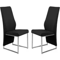 Crowley Dining Chairs with Chrome Legs - Black, Leather
