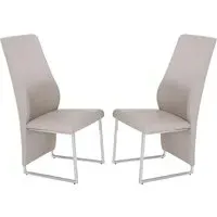 Crowley Dining Chairs with Chrome Legs - Champagne, Leather