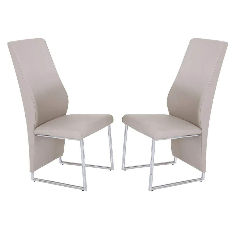 Crowley Dining Chairs with Chrome Legs - Champagne, Leather