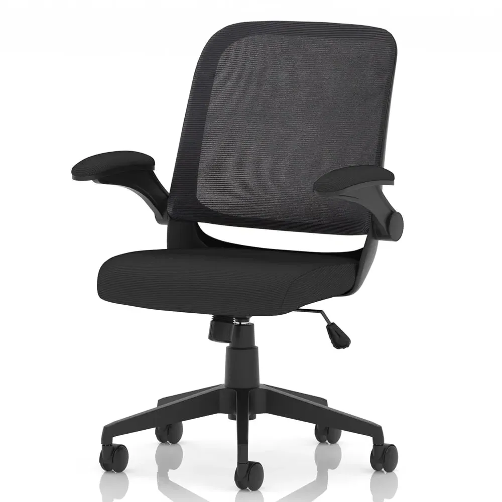 Crowley Office Chair with Folding Arms - Black, Fabric image