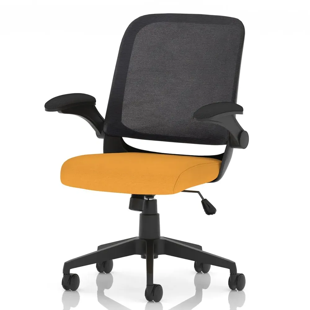 Crowley Office Chair with Folding Arms - Senna Yellow, Fabric