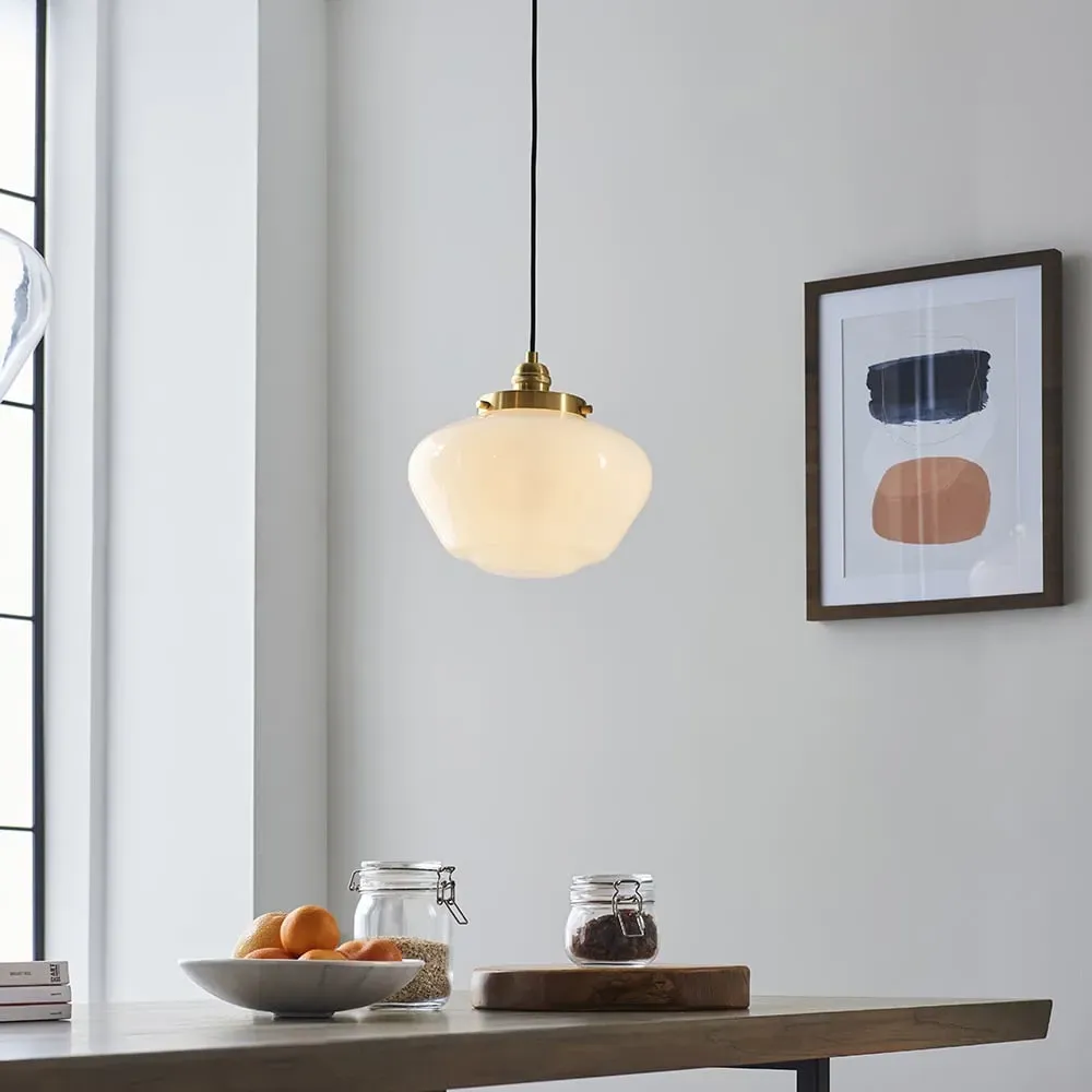 Crowley Opal Glass Pendant Ceiling Light - Antique Brass image