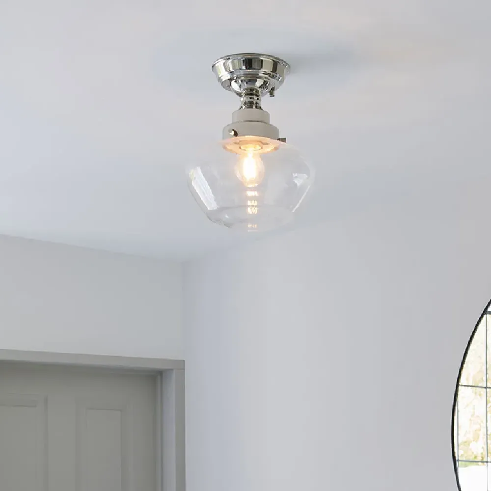 Crowley Semi-Flush Ceiling Light - Chrome, Clear Glass image