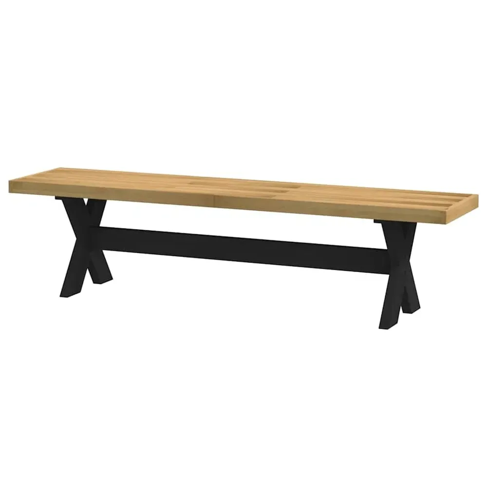 Crowley Wooden Dining Bench with X-Shaped Legs - Natural image
