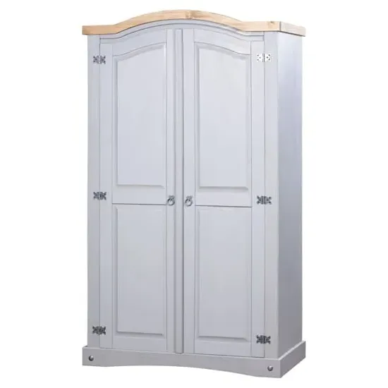Croydon 2-Door Wardrobe - Grey, Pinewood