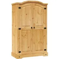 Croydon 2-Door Wardrobe with Domed Top - Brown, Solid Pinewood alternate view