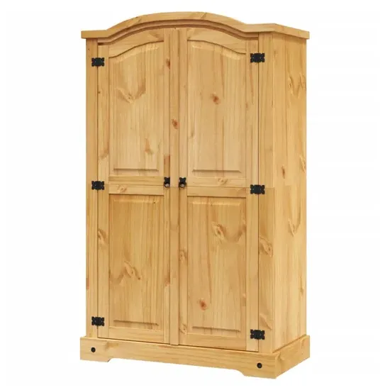 Croydon 2-Door Wardrobe with Domed Top - Brown, Solid Pinewood product