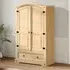 Croydon 2-Door Wardrobe with Drawer - Brown, Pine Wood