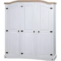 Croydon 3-Door Wardrobe - White, Pinewood
