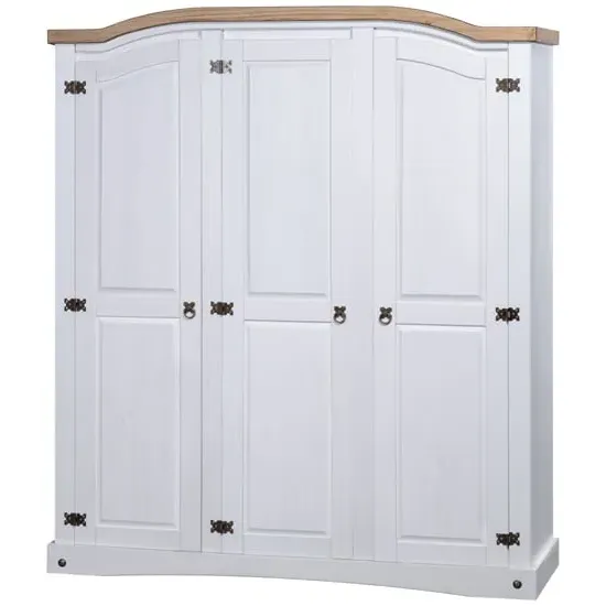 Croydon 3-Door Wardrobe - White, Pinewood