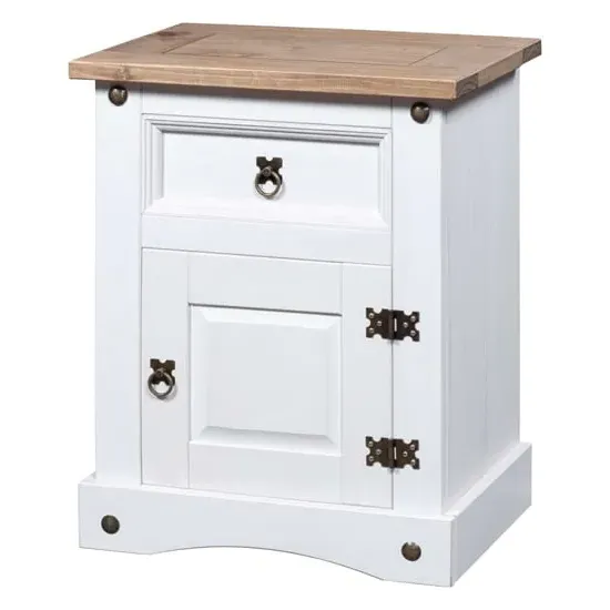 Croydon Bedside Cabinet - White, Pine
