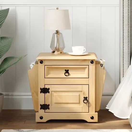 Croydon Bedside Cabinet with 1 Drawer - Brown, Pine image