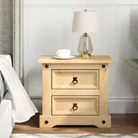 Croydon Bedside Cabinet with 2 Drawers - Brown, Pine Wood alternate view