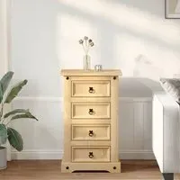 Croydon Bedside Cabinet with 4 Drawers - Brown, Pine