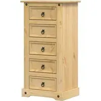 Croydon Bedside Cabinet with 5 Drawers - Brown, Pine