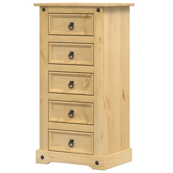 Croydon Bedside Cabinet with 5 Drawers - Brown, Pine