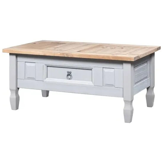 Croydon Coffee Table with Drawer - Grey, Pinewood