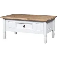 Croydon Coffee Table with Drawer - White, Pinewood