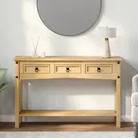 Croydon Console Table with 3 Drawers - Brown, Pinewood