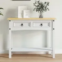 Croydon Console Table with Shelf - White, Pinewood