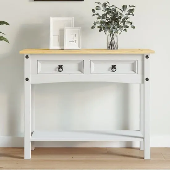 Croydon Console Table with Shelf - White, Pinewood image