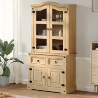Croydon Display Cabinet with 4 Doors 2 Drawers - Brown
