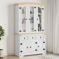Croydon Display Cabinet with 6 Doors - White, Pinewood