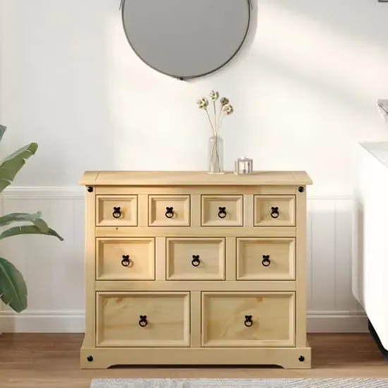 Croydon Large 9 Drawer Chest - Brown, Pine