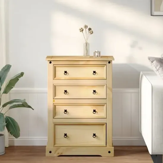 Croydon Medium 4 Drawer Chest - Brown, Pine