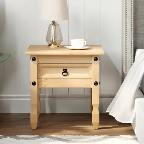 Croydon Side Table with 1 Drawer - Brown, Pine image