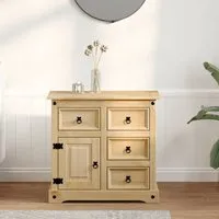 Croydon Sideboard with 1 Door & 4 Drawers - Brown, Solid Pinewood alternate view