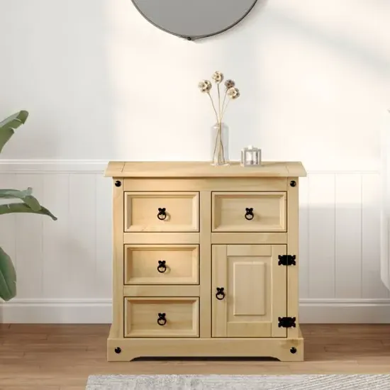 Croydon Sideboard with 1 Door & 4 Drawers - Brown, Solid Pinewood product