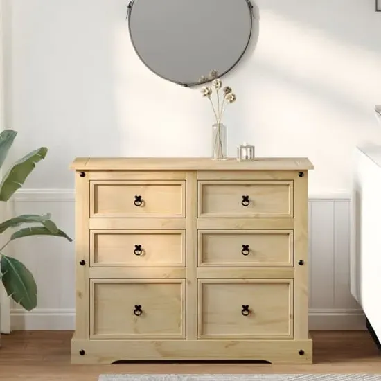 Croydon Small 6 Drawer Chest - Brown, Pine