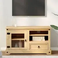 Croydon TV Stand with 1 Door 1 Drawer - Brown, Pinewood