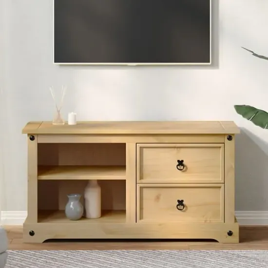 Croydon TV Stand with 2 Drawers 2 Shelves - Brown, Pinewood