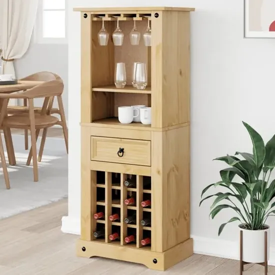Croydon Wine Cabinet with 1 Drawer - Brown, Pine