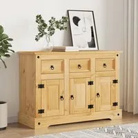 Croydon Wooden Sideboard with 3 Doors 3 Drawers - Brown