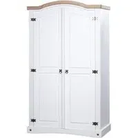Croydon Wooden Wardrobe with 2 Doors - White, Pinewood