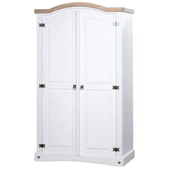 Croydon Wooden Wardrobe with 2 Doors - White, Pinewood
