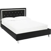 Crystallex Double Bed Frame - Black, Faux Leather alternate view