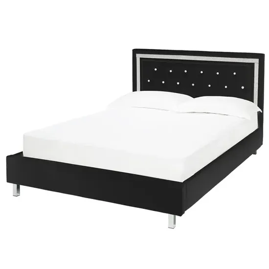 Crystallex Double Bed Frame - Black, Faux Leather product