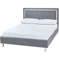 Crystallex King Size Bed Frame with Diamante Detail - Grey