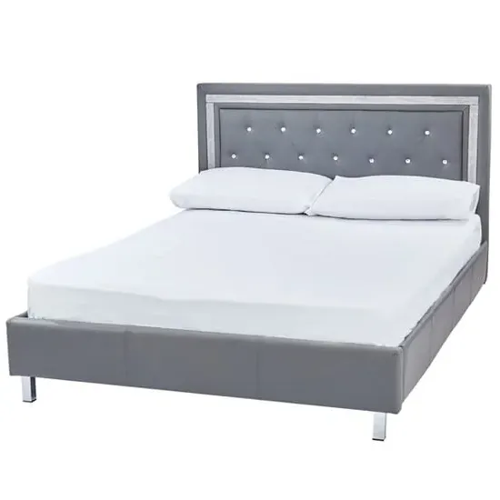 Crystallex King Size Bed Frame with Diamante Detail - Grey image