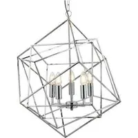 Cube Geometric Frame Pendant Lamp - Chrome