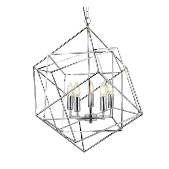 Cube Geometric Frame Pendant Lamp - Chrome image