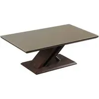 Cubic Coffee Table - Beige Glass, Walnut