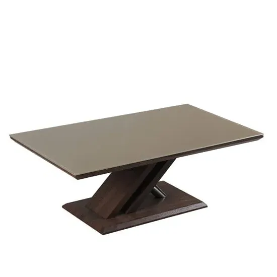 Cubic Coffee Table - Beige Glass, Walnut