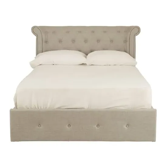 Cujam Double Ottoman Bed with Storage - Light Grey, Fabric image