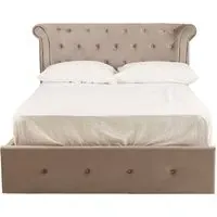 Cujam Double Storage Ottoman Bed - Brushed Steel, Velvet