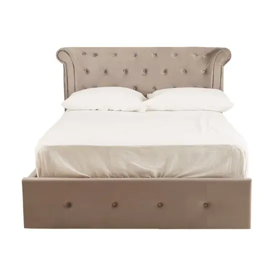 Cujam Double Storage Ottoman Bed - Brushed Steel, Velvet